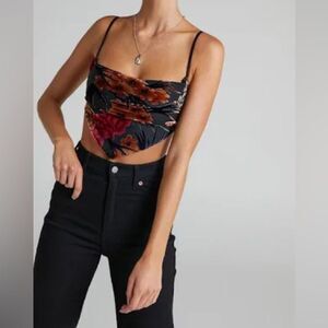 Nwt Weworewhat Flocked Velvet Cowl Halter Top. Size Small